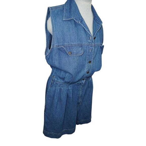 Vintage St. John's Bay Denim Romper – Size 14 M – 100% Cotton Button-Up Playsuit - Picture 2 of 11